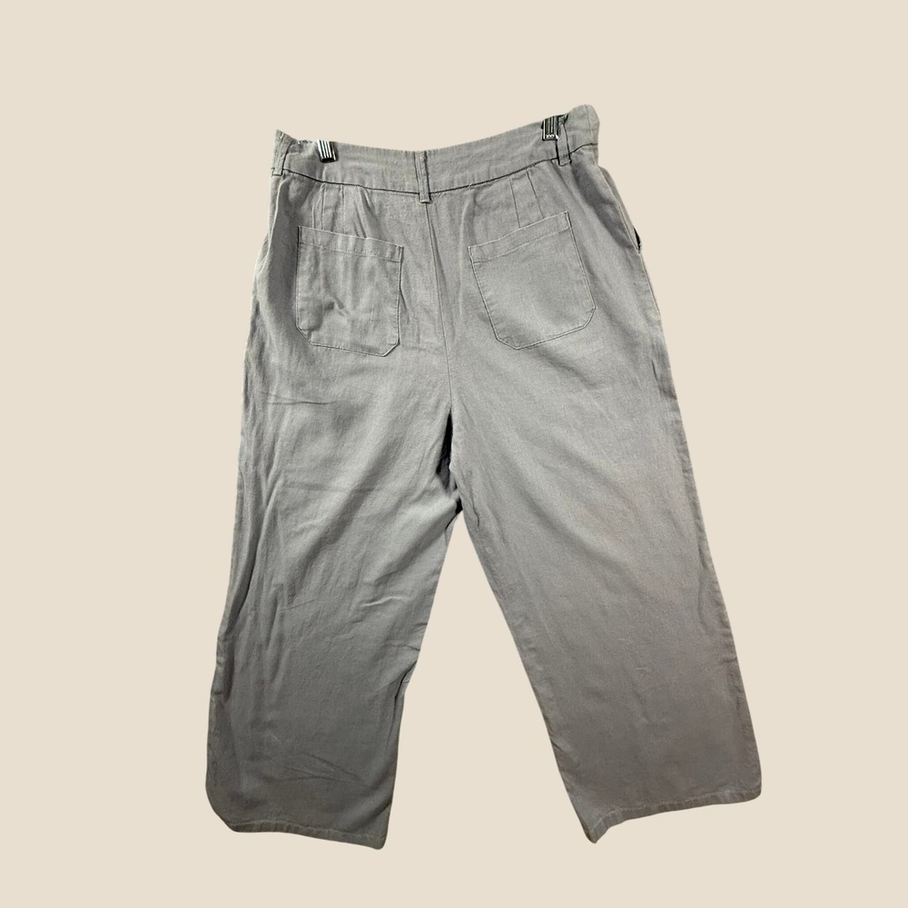 Rewash Brand Grey Linen Blend Wide Leg Pleated High Rise Trousers Pants 29 Waist - Picture 3 of 11